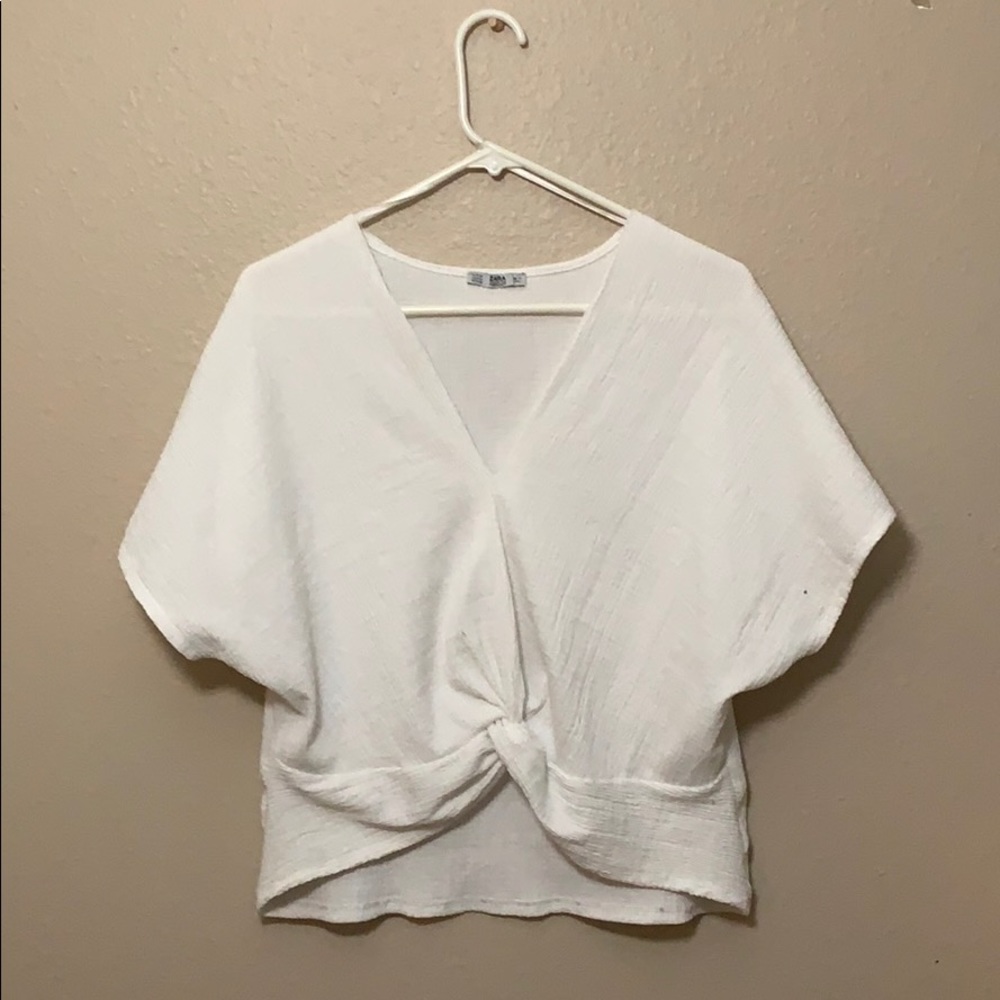 Zara white knotted top